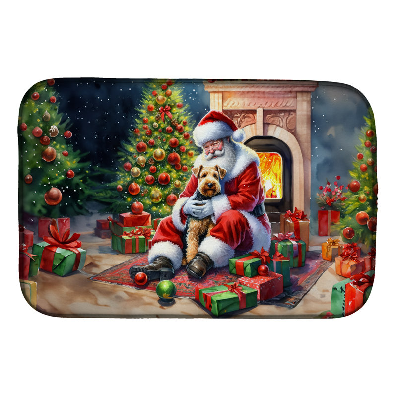 Tapis de vaisselle Lakeland Terrier and Santa Claus