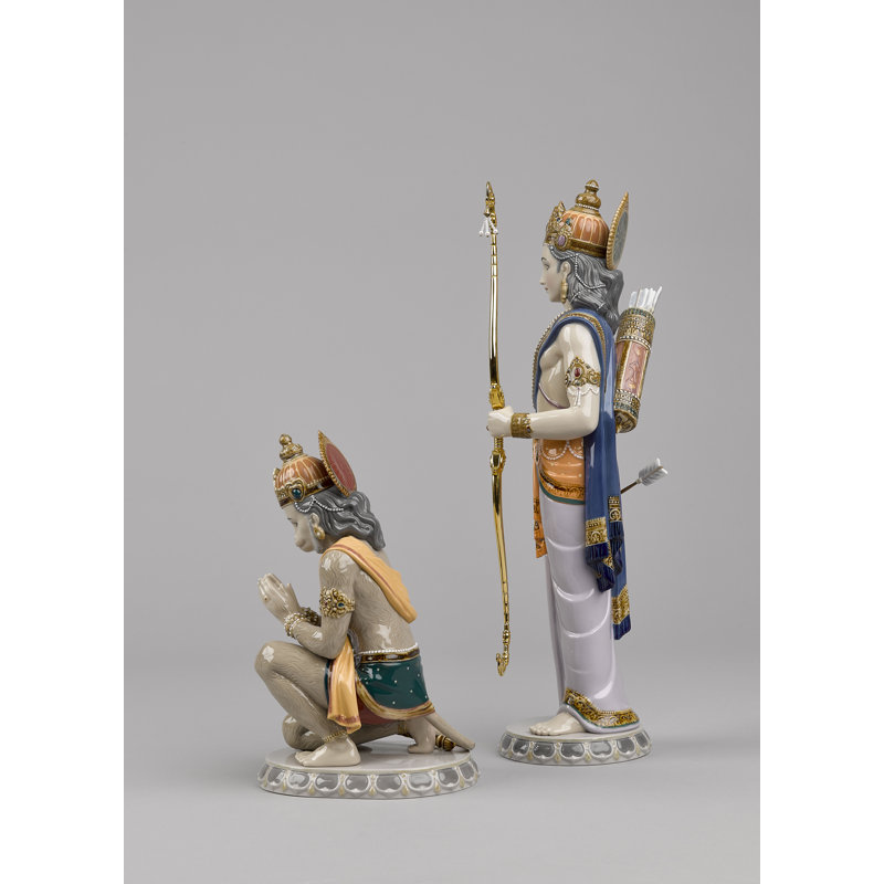 2 Piece Lakshman and Hanuman Figurine Set