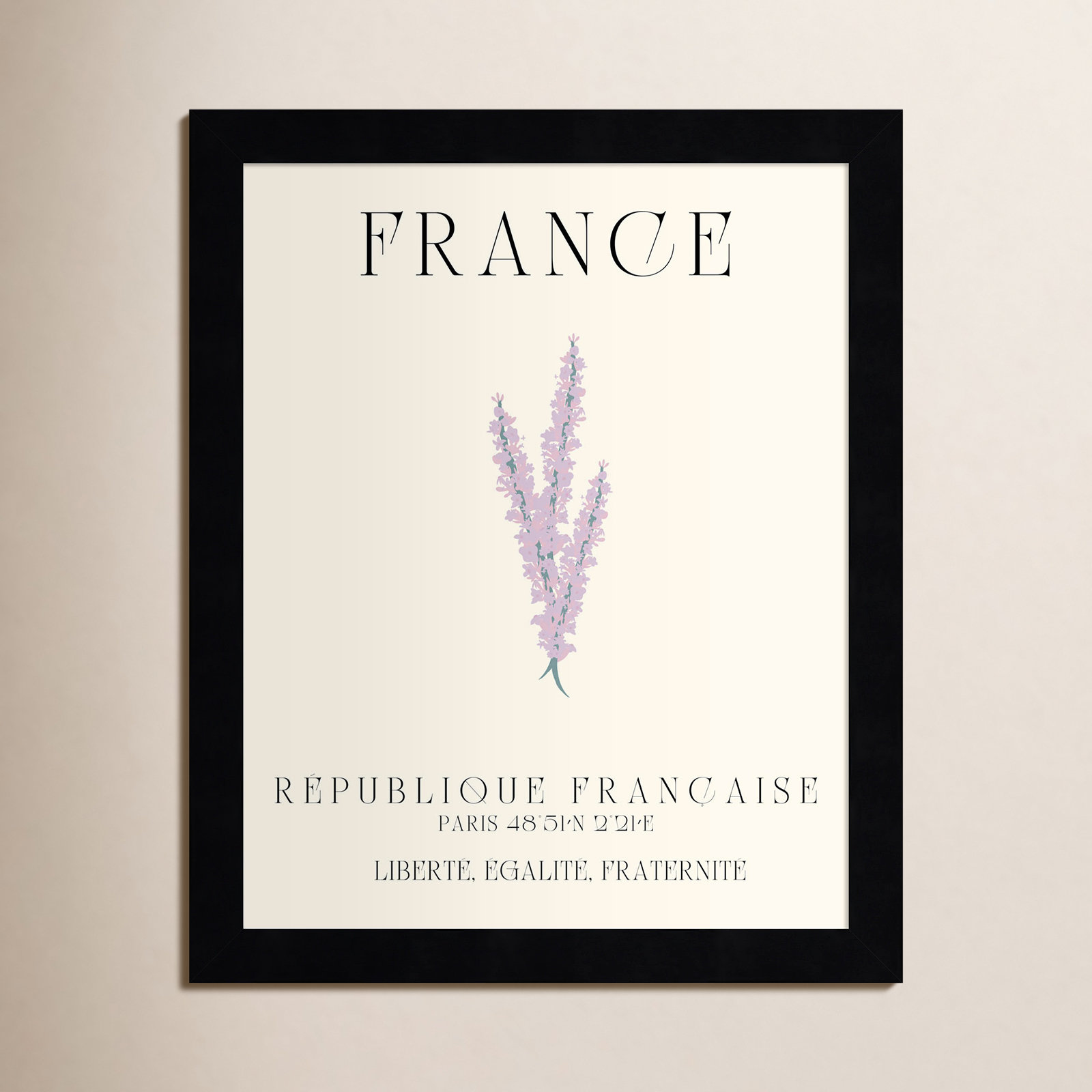 Mirando "France Travel Poster" Print, 11" W x 13" H x 1" D, Black Framed
