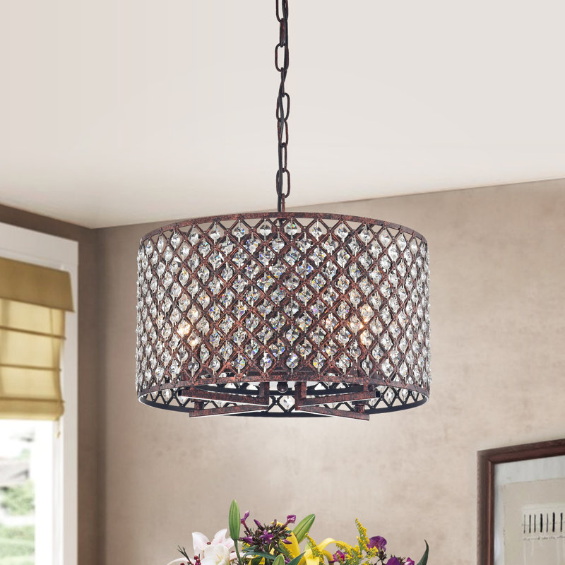 Luminaire suspendu tambour unique à 4 lumières