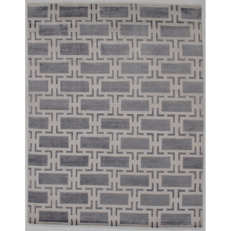 Tapis en soie de bambou moderne noué à la main 8 pi x 10 pi