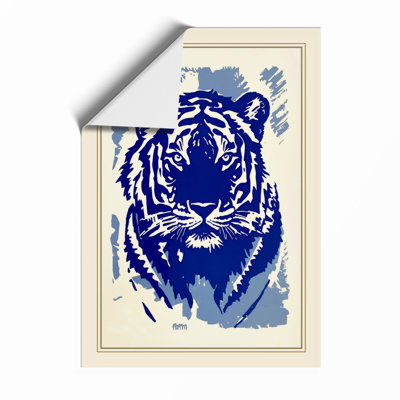 Striking Tiger Head Modern - Framed Print