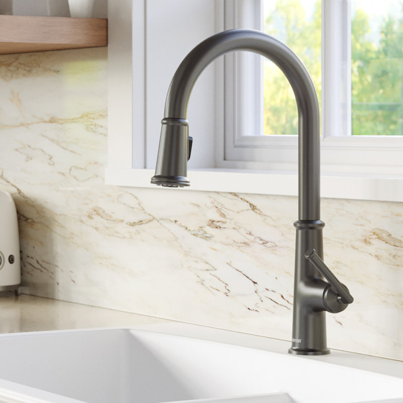 Karran Elwood Single Handle Pull Down Sprayer Kitchen Faucet, Gunmetal Gray
