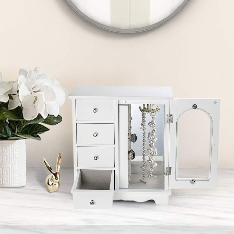 Boîte de rangement pour bijoux blanche