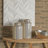 Ceramic Decorative Jars with White Floral Patterns Set-1047670791