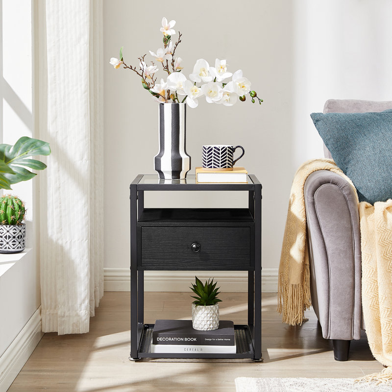 NS 1 Drawer Bedside Table, Black