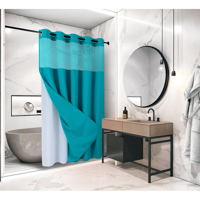 Rideau de douche simple Hockinson, Turquoise, 80" H x 54" W