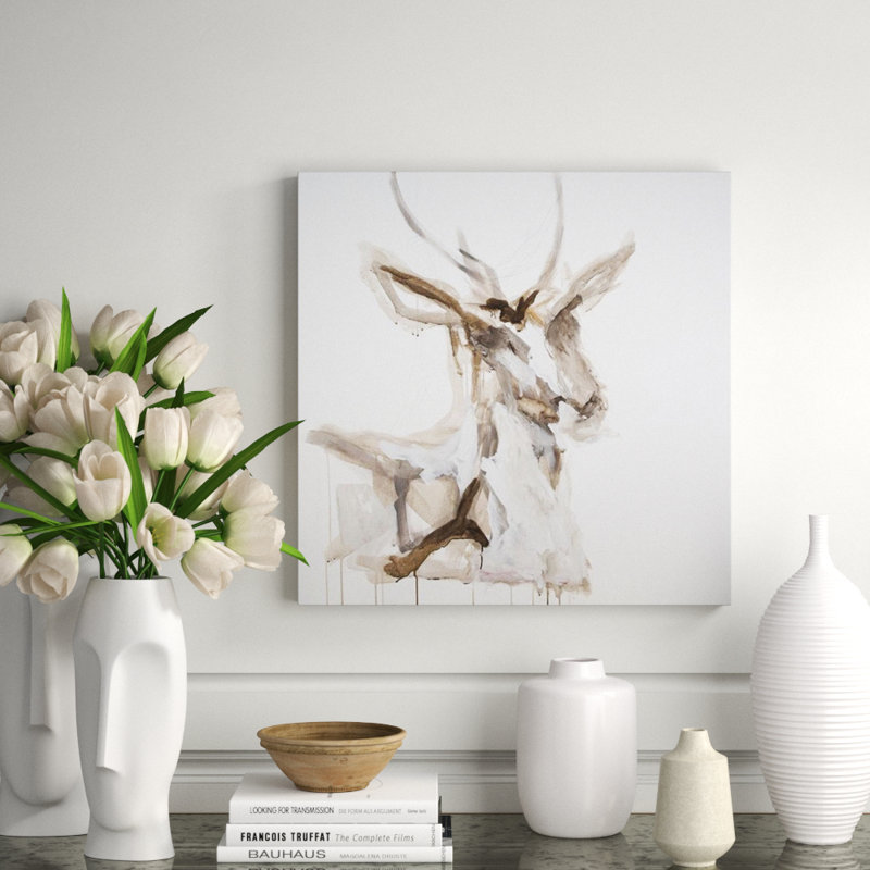Deer Head Study II Painting by Mia Malcolm Studio, Glass Coat, 30" H x 30" W x 1.5" D