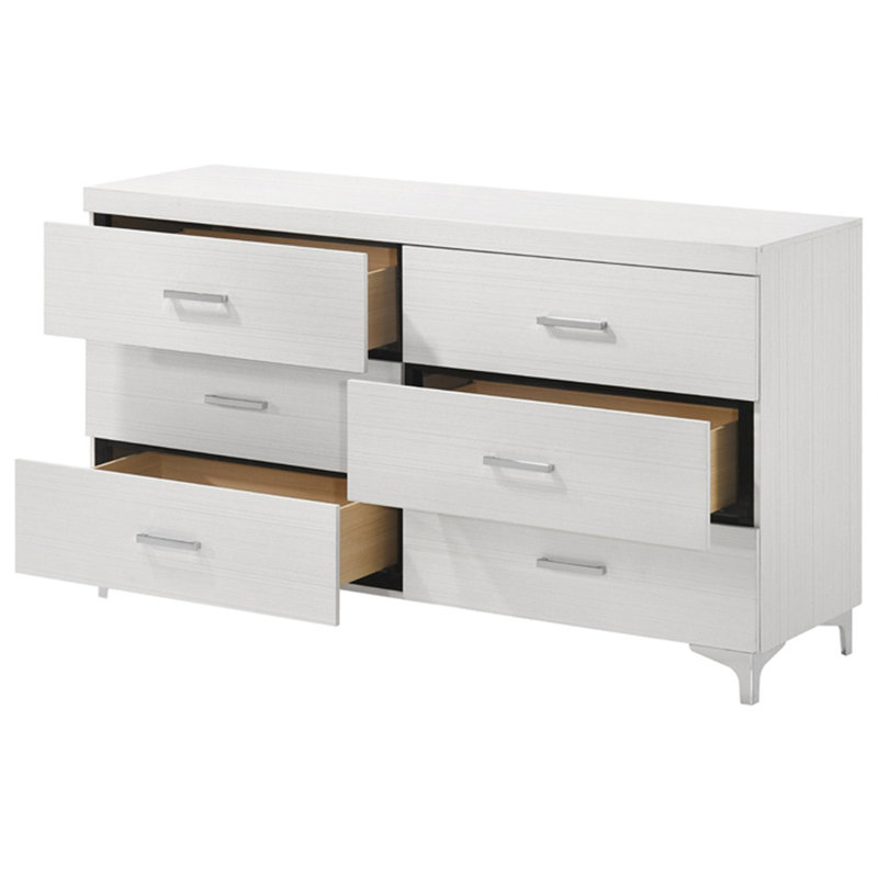 Commode de rangement contemporaine en bois à 6 tiroirs pour chambre à coucher
