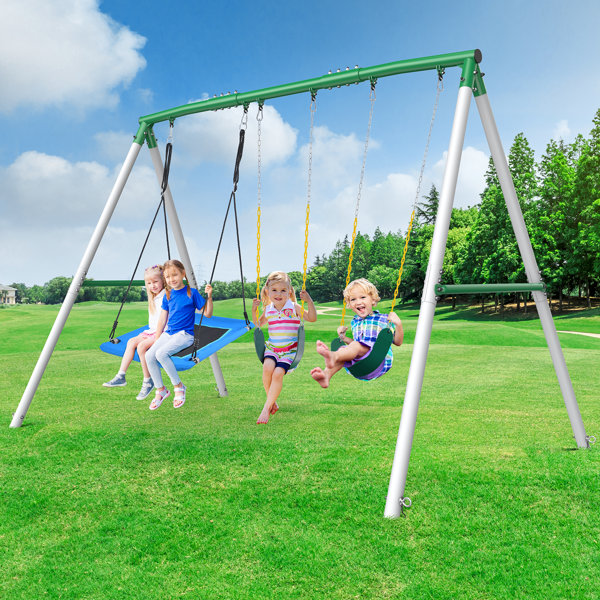 Klo Kick 660lbs Heavy Duty Swing Set With 1 Platform Swing, 2 Belt ...