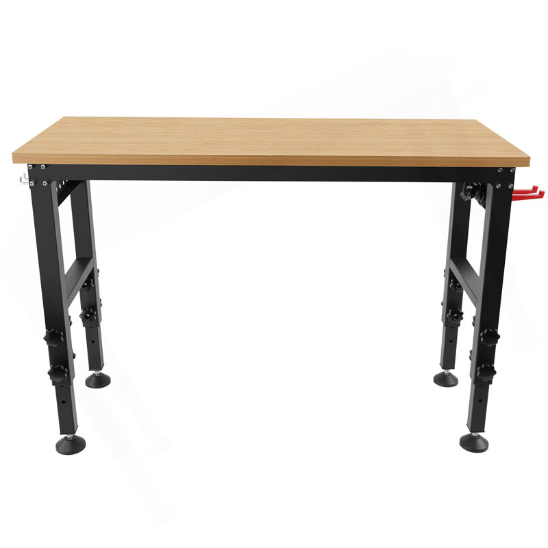 Établi réglable 48 po avec prise de courant, établi robuste en bois franc pour atelier, bureau, garage et maison