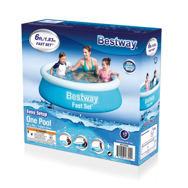 Piscine gonflable, Bleu, L 6 pi x H 20,8 po