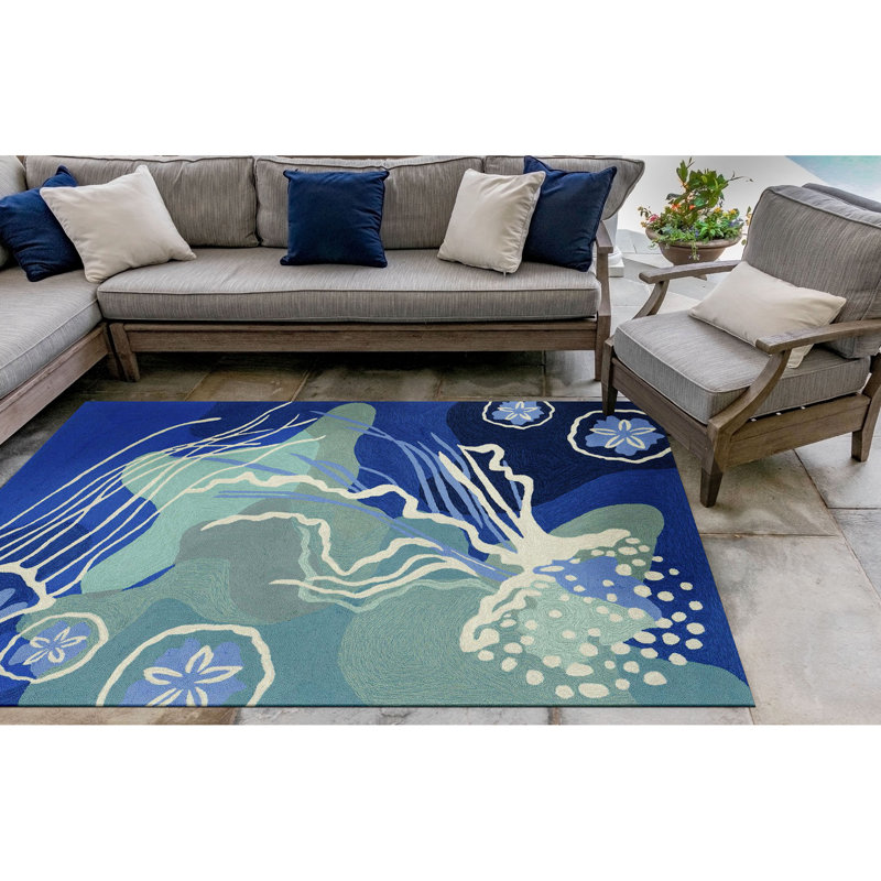 Vogt Performance Hand Tufted Abstract Indoor / Outdoor Rug, Rectangle 7'6" x 9'6"