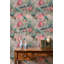 Papier peint oiseaux, fleurs, bleu sarcelle, bleu sarcelle-534257172