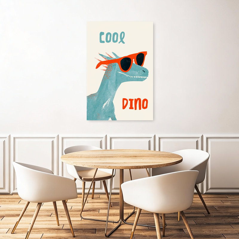 Art mural contemporain Cool Cool Dino, H 48 po x l 32 po
