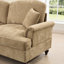 Canapé modulaire classique avec chenille douce, en forme de pétale, et ajustement de posture confortable dans des volants amovibles café, des pieds fuselés, configurables pour une chaise longue ou L-1720974989
