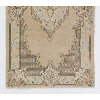 Tapis rétro Anatolian Oushak. Tapis noué à la main, revêtement de sol