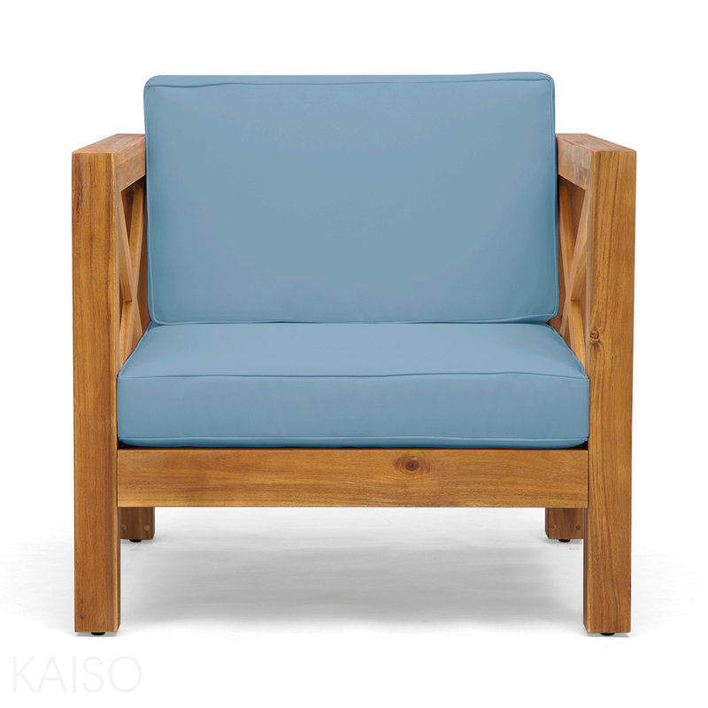Fauteuil club, Blue, Teak