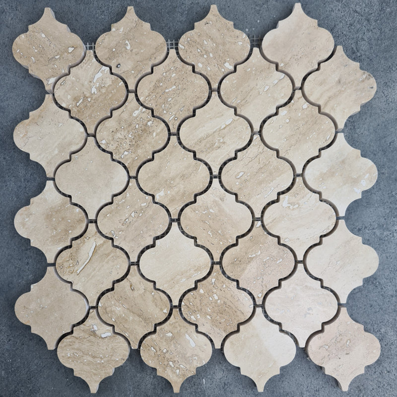 Carreau de mosaïque en marbre et mosaïque arabes 3 "x 3" Patara Ivory
