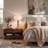 Pasadena Table Lamp, Keindl White Linen Shade, Dark Walnut, Weathered Brass