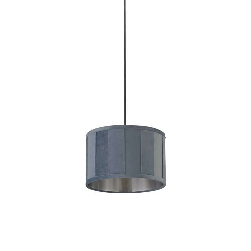 18cm H Faux Velvet Drum Lamp Shade ( Clip On ), Pastel Turquoise