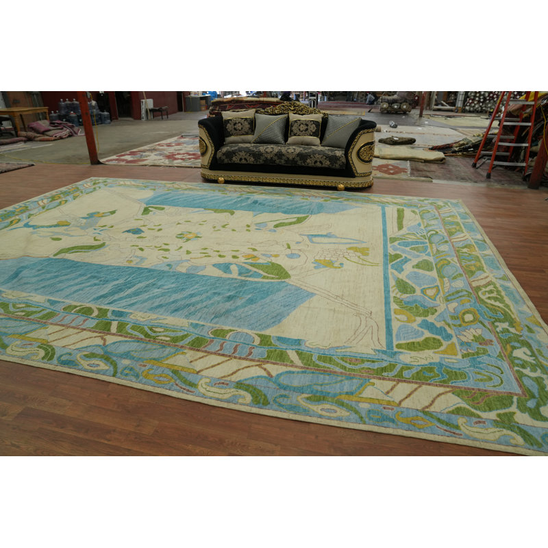 Vegetable Dye Oushak Turkish Large Rug 13x18