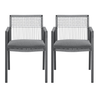 2 fauteuils d'extérieur - Chaises de salle à manger en aluminium et corde avec coussin pour patio, cour, bord de piscine, rouille de balcon - structure, chaise de détente ergonomique rouille - confortable
