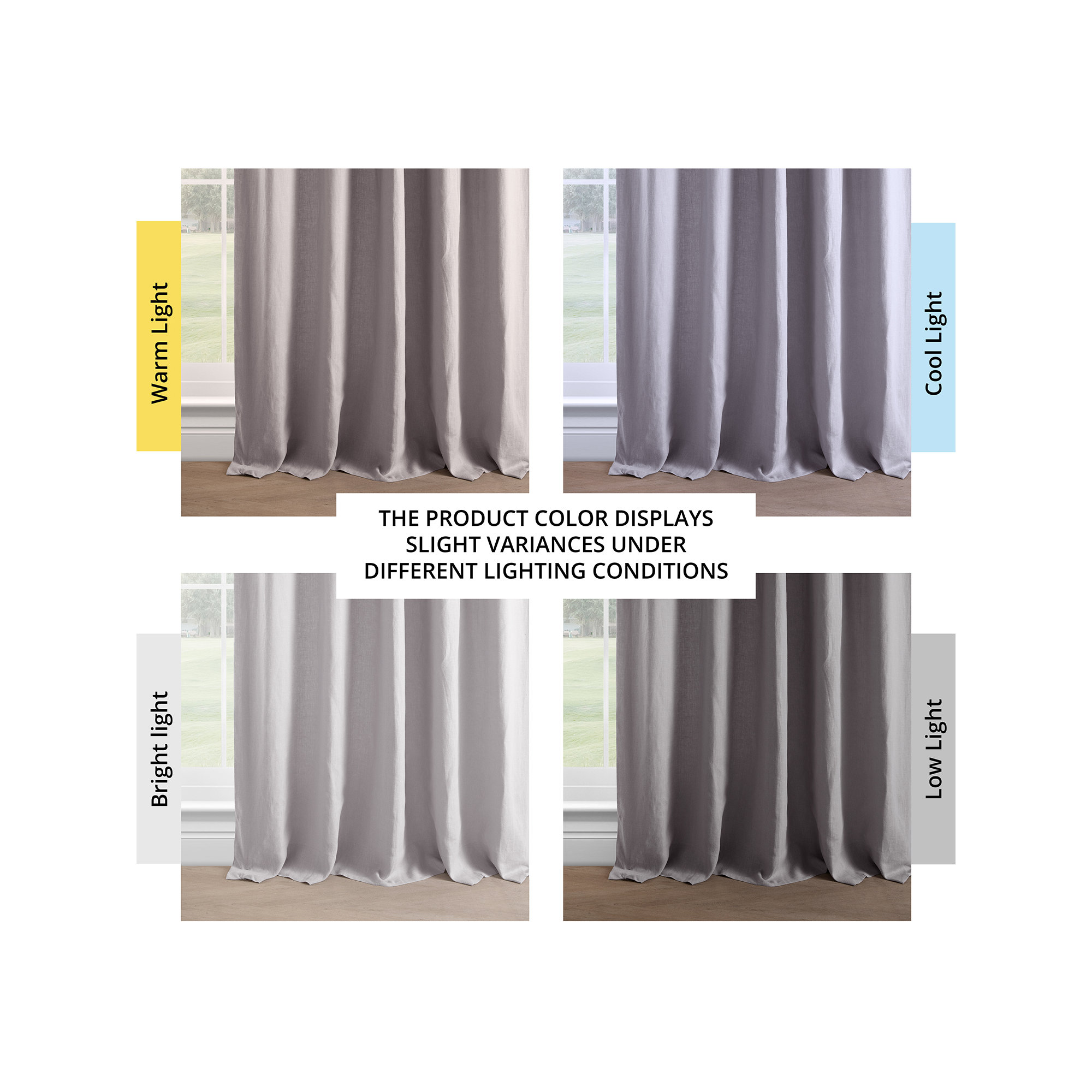 Briella French Linen Room Darkening Curtain, Earl Gray, 50" W x 120" L