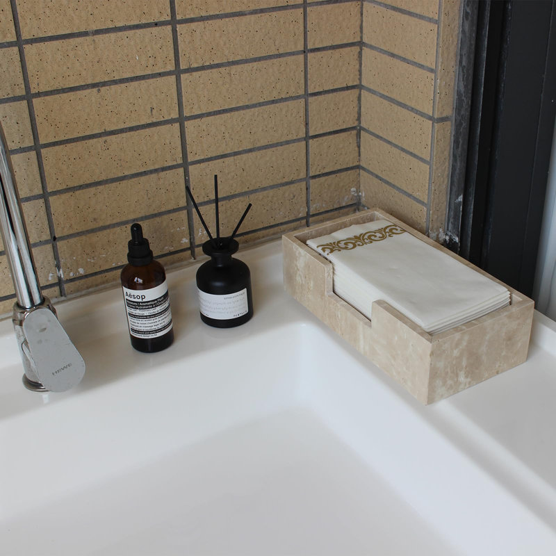 Porte-serviette en travertin, porte-serviette d'invité, panier à main en papier pour salle de bain / cuisine / restaurant