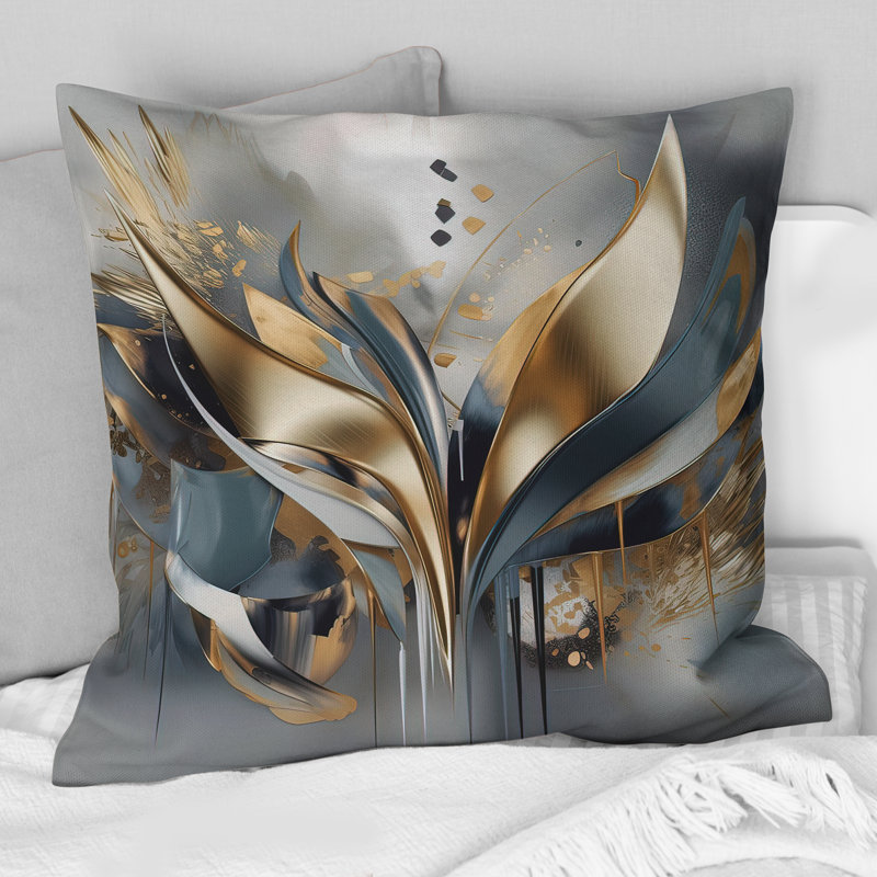 Abstract Shapes And Lines IV - Abstract Marble Printed Pillow, 16"H x 16"W, Square