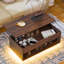 Table basse à plateau relevable Chappa avec bande lumineuse à DEL RVB, compartiment caché et tablette ouverte-1128652827