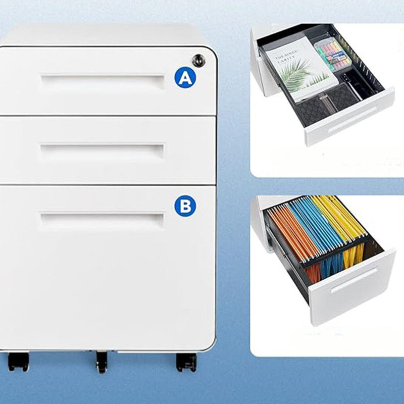 Mobile File Cabinet for Home Office 3 Drawer File Cabinet, for Legal/Letter/A4 File,Round Corner Design,White