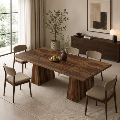 Rustic Wood Dining Table for Six with Sturdy Legs Ideal for Kitchen and Multipurpose Home Use