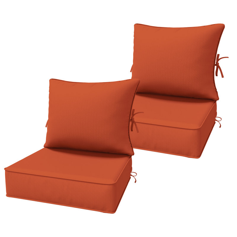 Ensemble de 6,5 po de coussins de remplacement pour l'extérieur, siège / dossier à assise profonde, l 24 po x P 24 po, ensemble de 2