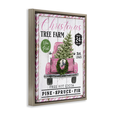 Pink Christmas Tree Farm Canvas Wall Art by Creatif Belle