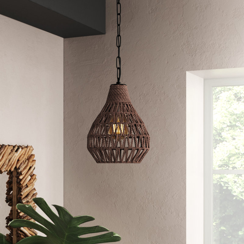Luminaire suspendu en forme de goutte à 1 lumière avec détails en papier Bailes