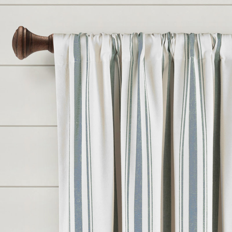 Cotton Blend Semi Sheer Curtain Pair, Blue, 42" W x 95" L