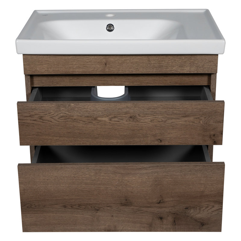 Niagara Rosewood 64" Wall-Mounted Double Bathroom Vanity with Ceramic Top