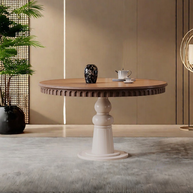 Table de salle à manger ronde en bois d'hévéa, H 29,53 po x L 47,24 po x l 47,24 po