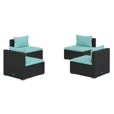 27.6" Wide Rectangle Patio Sectional Set with Cushions