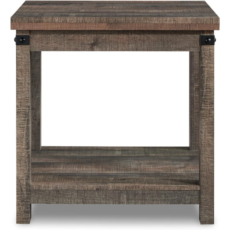 Table d'appoint brun foncé avec tablette pour le salon
