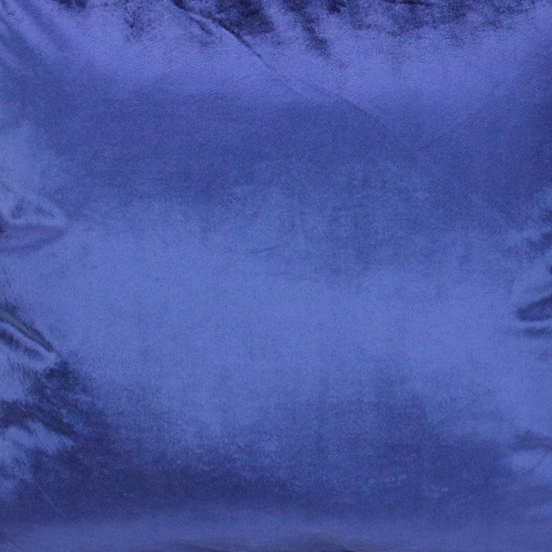 17" Plush Velvet Solid Square Throw Pillow with Piped Edging, Navy Blue