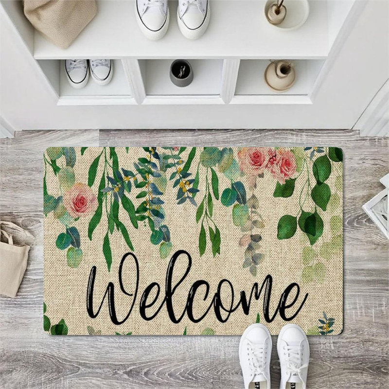 Tapis de porte beige Eucalyptus Rose Home Decor 24 x 36 po, pour entrée extérieure