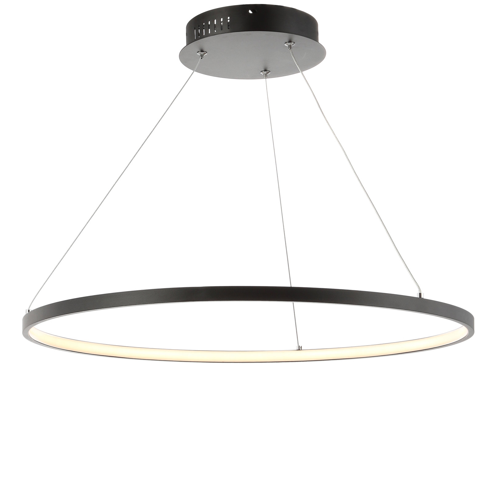 Odin Single Light Dimmable LED Pendant, Matte Black, 0.75" H x 23.75" W x 23.75" D