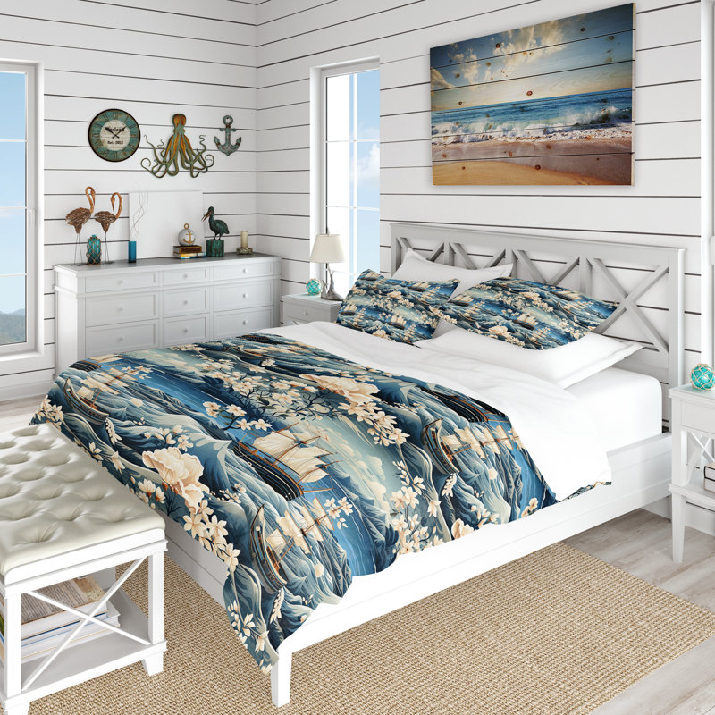 Ensemble de housse de couette Coastal, Housse de couette pour très grand lit et 2 très