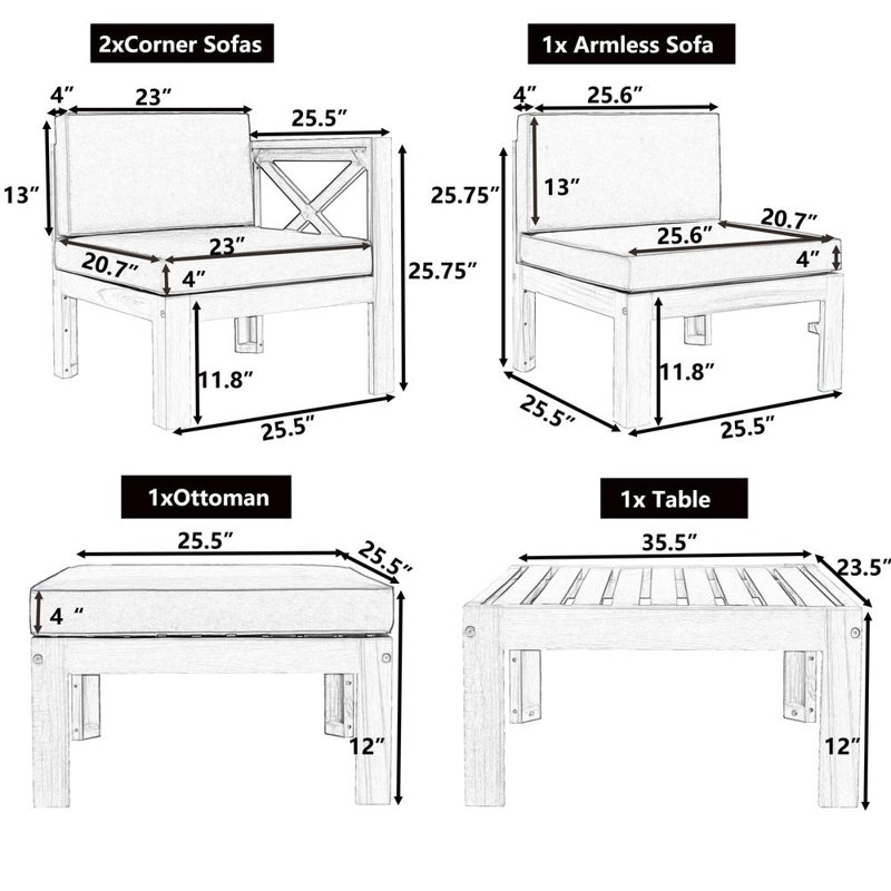 5-Piece Sectional Sofa (Beige)