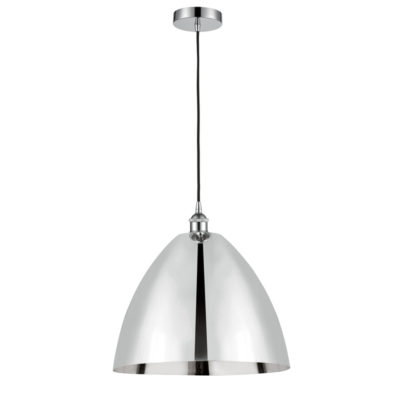 Luminaire suspendu conique à 1 lumière, Chrome poli, Chrome poli
