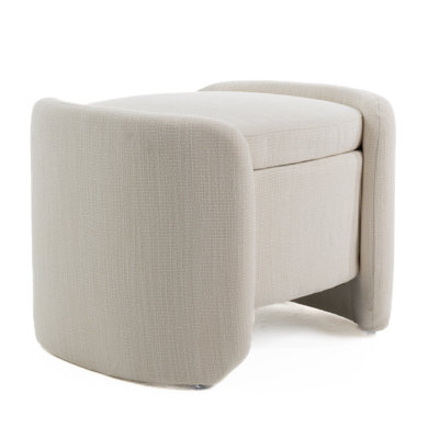 Erin - Repose-pieds de rangement moderne en tissu crème