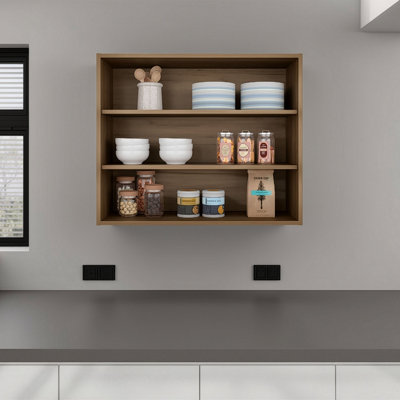 Natural Oak Open Storage Wall Cabinet
