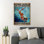 Fille nageant dans l'eau bleue - Certaines filles viennent de naître avec de l'eau dans une toile tendue avec châssis - décor d'illustration sport, décor de salon bleu et orange